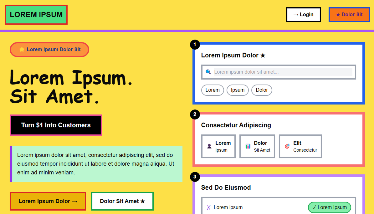Colorful but less cohesive design